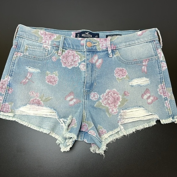 Hollister High Rise Short Short Vintage Stretch Jean Shorts Floral Distr… - Picture 12 of 12